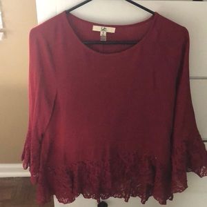 Maroon lace detail blouse